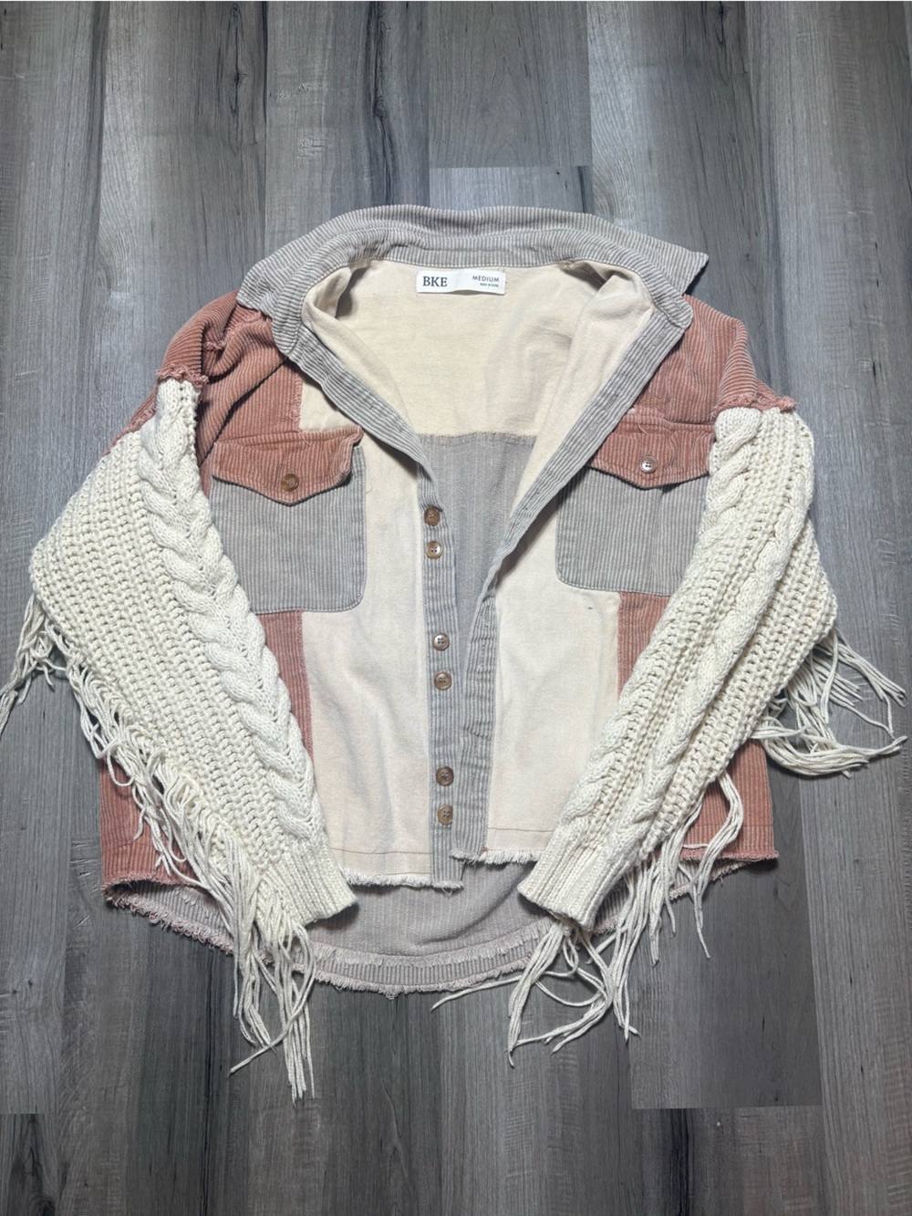 BKE Cream and Dusty Rose Jacket